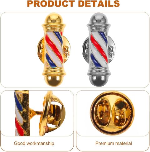 FRCOLOR 10Pcs Creative Barber Shop Light Brooch Pin Vintage Barber Shop Charms Golden Silver Plating Alloy Lapel Pins for Men Women Clothing Decoration in Kuwait