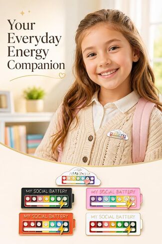 COTATI 5Pcs Social Battery Pin, Interactive Social Battery Slider Pin Set, Funny Mood Tracker Indicator Badge for Backpacks Jackets, Creative Enamel Lapel Brooch Pins in Saudi Arabia