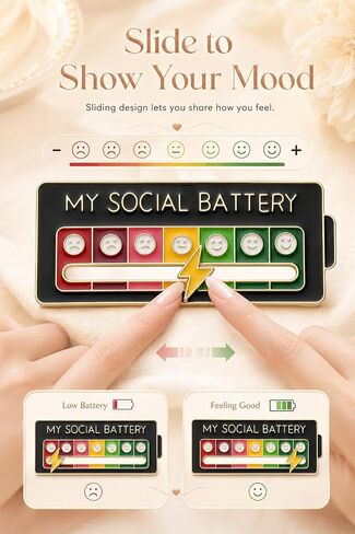 COTATI 5Pcs Social Battery Pin, Interactive Social Battery Slider Pin Set, Funny Mood Tracker Indicator Badge for Backpacks Jackets, Creative Enamel Lapel Brooch Pins in Saudi Arabia
