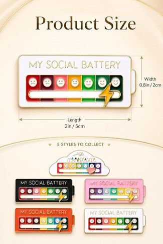 COTATI 5Pcs Social Battery Pin, Interactive Social Battery Slider Pin Set, Funny Mood Tracker Indicator Badge for Backpacks Jackets, Creative Enamel Lapel Brooch Pins in Saudi Arabia