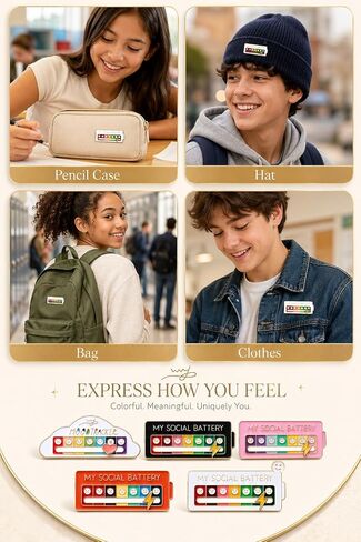 COTATI 5Pcs Social Battery Pin, Interactive Social Battery Slider Pin Set, Funny Mood Tracker Indicator Badge for Backpacks Jackets, Creative Enamel Lapel Brooch Pins in Saudi Arabia