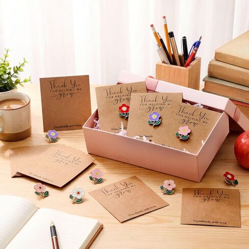 Kigeli 48/96 Pcs Teacher Appreciation Pin Gifts Bulk Enamel Flower Pins for Teacher Thanks for Helping Me Grow Gifts Bulk in Kuwait