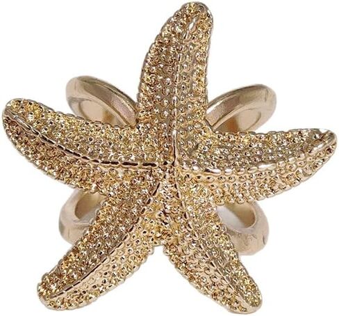 Vintage Starfish Silk Scarf Ring Slides Clip for Women Gold/Silver Plated Dainty Slides Band Statement Buckle Wrap Holder Scarves Shawl Elegant Dress Accessories Fashion Jewelry Size 11 in Kuwait