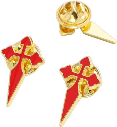 50pcs of Gold Plated Red Catholic Saint James Crusader Crucifix Cross Brooches Lapel Pin in Saudi Arabia