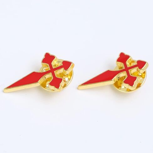 50pcs of Gold Plated Red Catholic Saint James Crusader Crucifix Cross Brooches Lapel Pin in Saudi Arabia