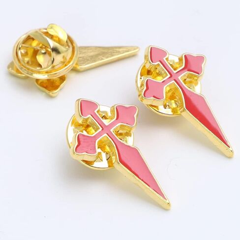 50pcs of Gold Plated Red Catholic Saint James Crusader Crucifix Cross Brooches Lapel Pin in Saudi Arabia