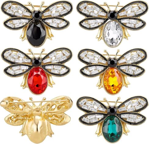 5 Pcs Colorful Rhinestone Crystal Bee Brooch Pin Bee Brooch Pin Vintage Honeybee Brooches Cute Animal Insect Lapel Pins for Dainty Dress Accessories Wedding Christmas Dating Birthday Jewelry Gift in Saudi Arabia