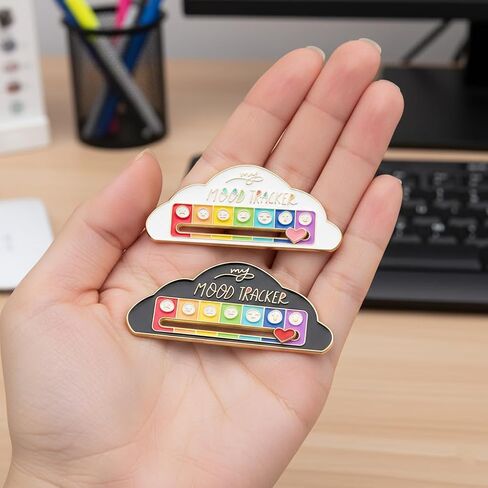 2Pcs Social Battery Slider Pin Interactive Enamel Mood Brooch Funny Emotional Design Aesthetic Accessory for Backpacks Jackets Bags Clothing in Saudi Arabia