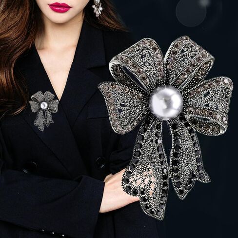 Vintage Rhinestone Pearl Bowknot Brooches For Women Clothing Coat Jewelry Party Accessries Gifts in Kuwait