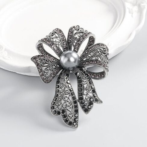 Vintage Rhinestone Pearl Bowknot Brooches For Women Clothing Coat Jewelry Party Accessries Gifts in Kuwait