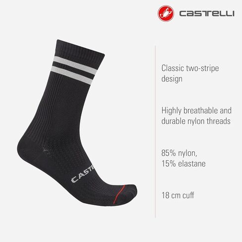 CASTELLI Originale 18 Sock, Classic Two-Stripe Breathable Cycling Socks, Durable Construction, Supportive Fit for Men & Women in Kuwait