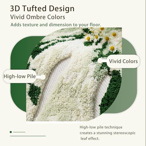 Mini Sage Green Leaf Bathroom Sink Mat Monstera, 23.6"x26.8" Extra Soft, Absorbent Washable Tufted Bath Rug, Non-Slip TPR Backing, Plush Shaggy Bath Carpet for Floor in Saudi Arabia