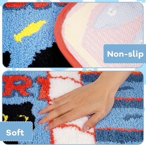 Black Cat Bath Rugs for Bathroom,Sardine Can Bath Rug,Funny Non-Slip Blue Mat with Quirky Design Rugs for Bathroom Shower Bedroom,30x18 Inch in Saudi Arabia