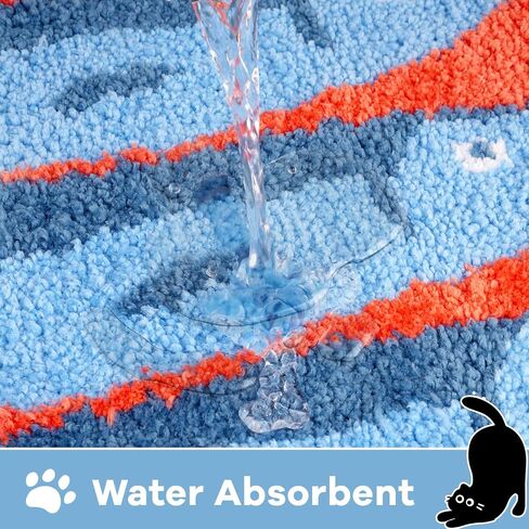 Black Cat Bath Rugs for Bathroom,Sardine Can Bath Rug,Funny Non-Slip Blue Mat with Quirky Design Rugs for Bathroom Shower Bedroom,30x18 Inch in Saudi Arabia