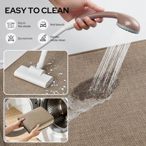 HOMEIDEAS Memory Foam Bathroom Rugs Set 2 Piece, Ultra Absorbent Quick Dry Bath Mats, Linen-Like Boho Bathroom Rug Set for Bath Floor, Shower & Tub (Beige, 32"x20" + 24"x17") in Saudi Arabia