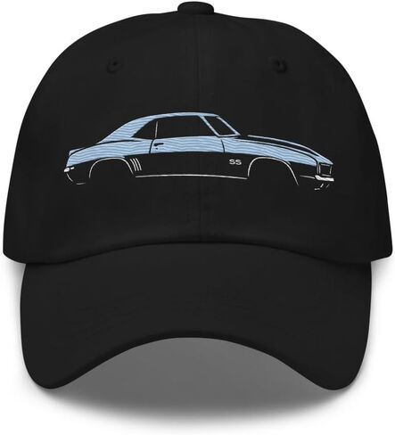 قبعة داد 1969 Camaro SS Dad باللون الأزرق الجليدي - قبعة مطرزة كلاسيكية لسيارة العضلات in Kuwait