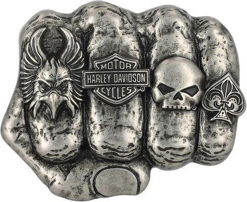 Harley-Davidson Men's H-D Logo Knuckle Belt Buckle, Silver Nickel Finish in Saudi Arabia