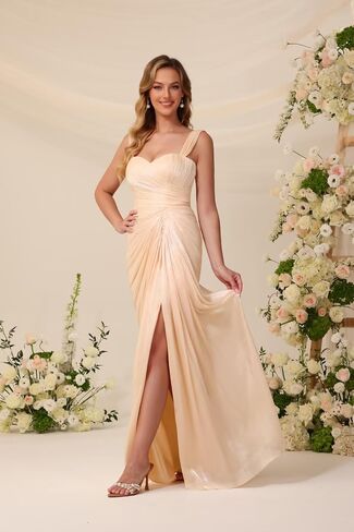 Clostudio Bridesmaid Dress Long Pleated Chiffon Evening Gowns for Women in Kuwait