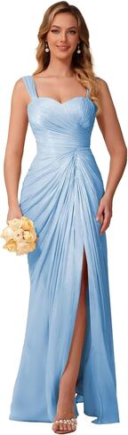 Clostudio Bridesmaid Dress Long Pleated Chiffon Evening Gowns for Women in Kuwait