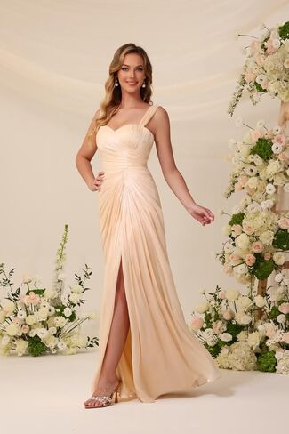 Clostudio Bridesmaid Dress Long Pleated Chiffon Evening Gowns for Women in Kuwait