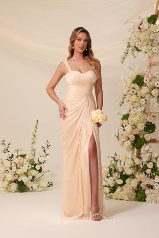 Clostudio Bridesmaid Dress Long Pleated Chiffon Evening Gowns for Women in Kuwait