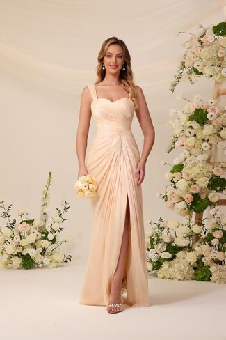 Clostudio Bridesmaid Dress Long Pleated Chiffon Evening Gowns for Women in Kuwait