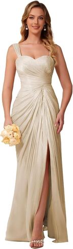 Clostudio Bridesmaid Dress Long Pleated Chiffon Evening Gowns for Women in Kuwait