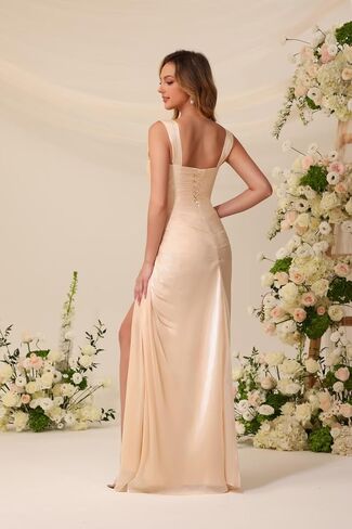 Clostudio Bridesmaid Dress Long Pleated Chiffon Evening Gowns for Women in Kuwait