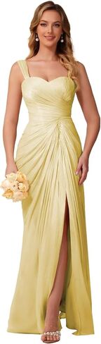 Clostudio Bridesmaid Dress Long Pleated Chiffon Evening Gowns for Women in Kuwait