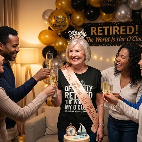 CUBACO Retirement Gift for Woman, Rose Gold Retirement Headband and Sash Party Decorations Funny Gifts for Women Farewell Decorations Party The Queen Has Retired Party Favors Supplies in Saudi Arabia