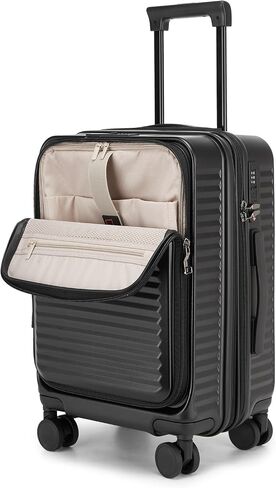 LARVENDER Carry On Luggage 22x14x9 Airline Approved, Suitcases with Wheels | 20Inch Expandable Carry-On Luggage with Laptop Compartment, Front Open Luggage for Women Men with TSA Lock, Space Grey in Saudi Arabia