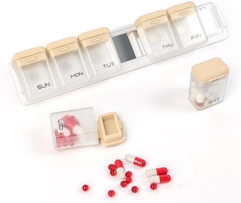 Pill Organizer 7 Day, Weekly Pill Box, Magnetic Pill Organizer for Fridge, 7 Compartments Portable Daily Pill Case for Medicine & Vitamin (1 Pack,Black) in Saudi Arabia