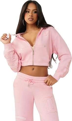True Religion Women’s Horseshoe Appliqué Zip Hoodie – Full Zip Sweatshirt in Kuwait
