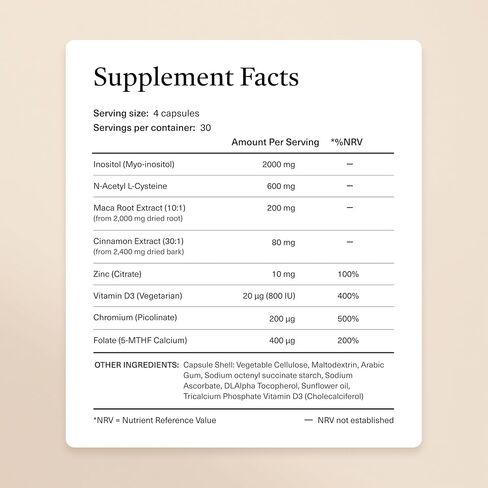 kailea 8-in-1 Inositol Complex for Women - Myo-Inositol, NAC, Maca Root, Folate & Chromium | Supports Hormone Balance & Healthy Metabolism | 120 Capsules in Kuwait