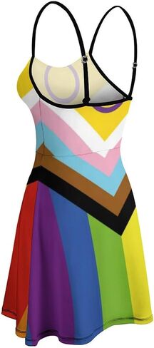 New Intersex Inclusive Progress Pride Flag Women's Sling Dress Sleeveless Summer Beach Short Dress in Saudi Arabia