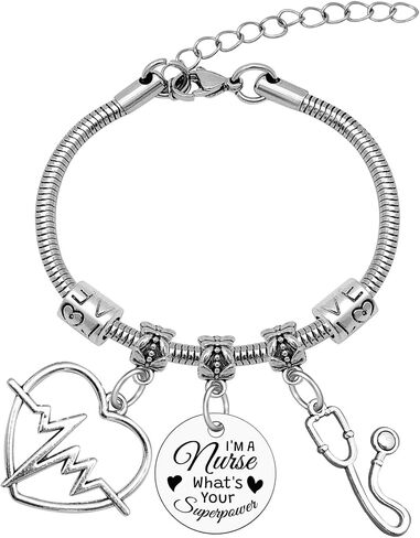 Mwphuy Nurse Gifts for Women Jewelry Bracelet Nurse Practitioner Gift Future Nurses Gift Nurses Appreciation Week Gifts Bangle Bracelet Graduation Present in Kuwait