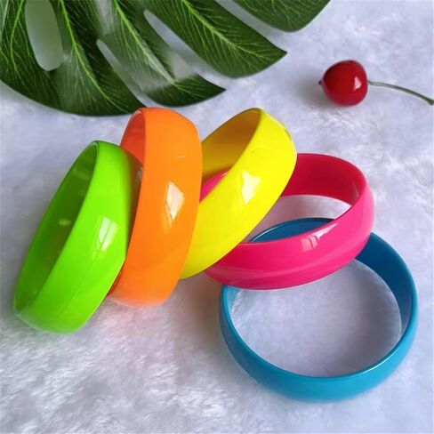 Soyzvteo Retro Neon Cuff Bracelet 70s 80s Resin Bangle Bracelets Candy Color Wristbands for Women Cosplay Party Jewelry in Saudi Arabia