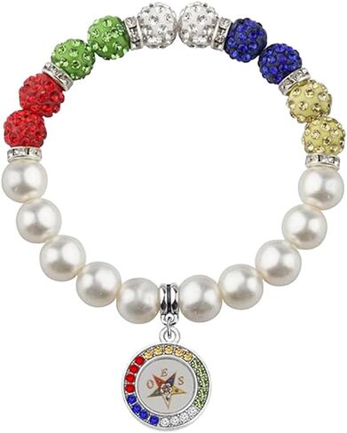 Beautiful OES Bracelet Society Group Order of the Eastern Star Pendant Symbol Women Pearl OES Bead Bangle Jewelry in Saudi Arabia