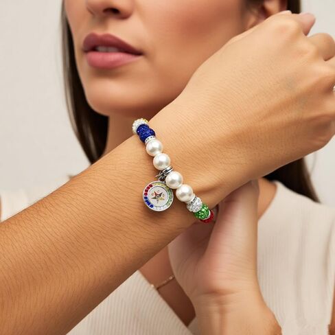 Beautiful OES Bracelet Society Group Order of the Eastern Star Pendant Symbol Women Pearl OES Bead Bangle Jewelry in Saudi Arabia