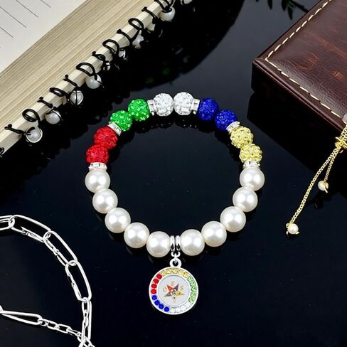 Beautiful OES Bracelet Society Group Order of the Eastern Star Pendant Symbol Women Pearl OES Bead Bangle Jewelry in Saudi Arabia