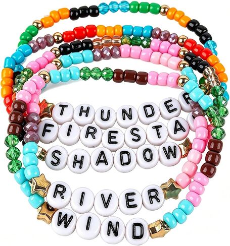 Warrior Cats Inspired Beaded Bracelets, Stackable Stretch Glass Bead Bracelets with WIND RIVER SHADOW THUNDER FIRESTAR, Fan Merchandise Jewelry Gifts for Women Girls Birthday Christmas, 5 Pcs in Saudi Arabia