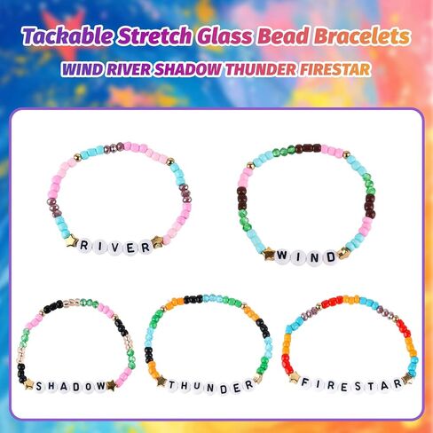 Warrior Cats Inspired Beaded Bracelets, Stackable Stretch Glass Bead Bracelets with WIND RIVER SHADOW THUNDER FIRESTAR, Fan Merchandise Jewelry Gifts for Women Girls Birthday Christmas, 5 Pcs in Saudi Arabia
