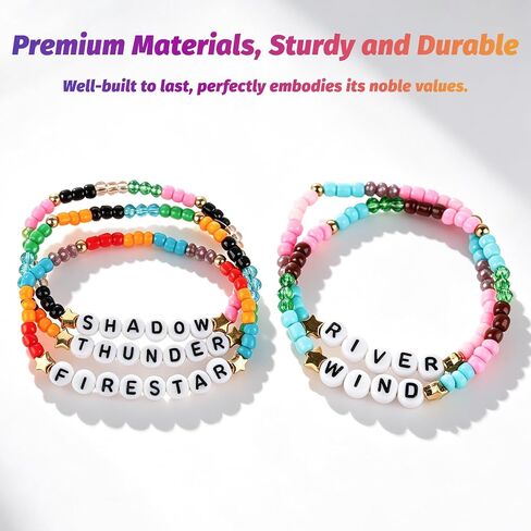 Warrior Cats Inspired Beaded Bracelets, Stackable Stretch Glass Bead Bracelets with WIND RIVER SHADOW THUNDER FIRESTAR, Fan Merchandise Jewelry Gifts for Women Girls Birthday Christmas, 5 Pcs in Saudi Arabia