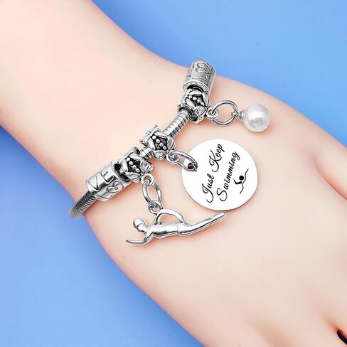 Mwphuy Swimming Gifts Bracelets for Women Swim Lover Gifts Swimming Team Gift Jewelry Bangle Bracelet Inspirational Gift for Women Friends Sister Christmas Graduation in Kuwait