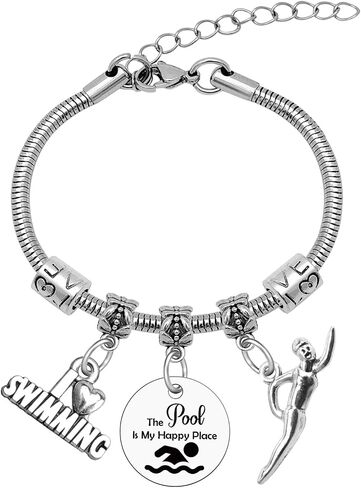 Mwphuy Swimming Gifts Bracelets for Women Swim Lover Gifts Swimming Team Gift Jewelry Bangle Bracelet Inspirational Gift for Women Friends Sister Christmas Graduation in Kuwait