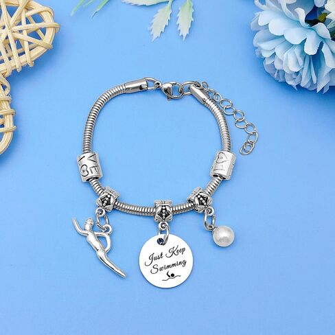 Mwphuy Swimming Gifts Bracelets for Women Swim Lover Gifts Swimming Team Gift Jewelry Bangle Bracelet Inspirational Gift for Women Friends Sister Christmas Graduation in Kuwait