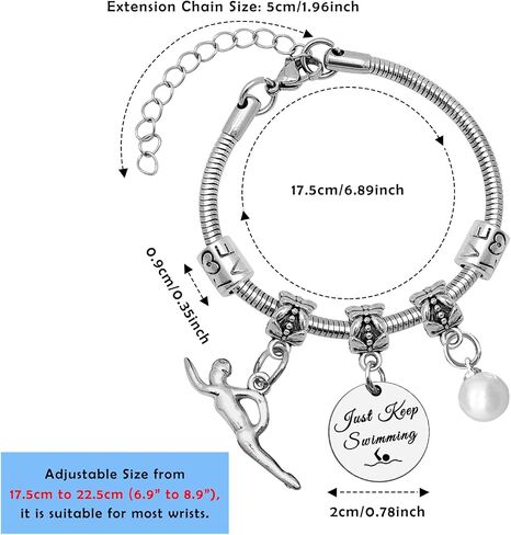 Mwphuy Swimming Gifts Bracelets for Women Swim Lover Gifts Swimming Team Gift Jewelry Bangle Bracelet Inspirational Gift for Women Friends Sister Christmas Graduation in Kuwait