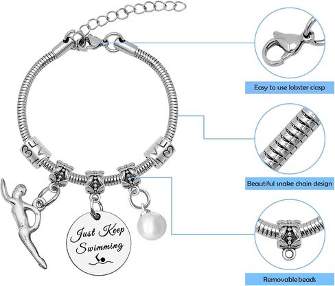 Mwphuy Swimming Gifts Bracelets for Women Swim Lover Gifts Swimming Team Gift Jewelry Bangle Bracelet Inspirational Gift for Women Friends Sister Christmas Graduation in Kuwait