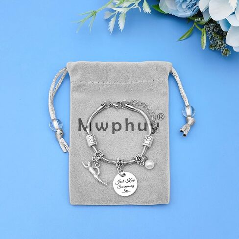 Mwphuy Swimming Gifts Bracelets for Women Swim Lover Gifts Swimming Team Gift Jewelry Bangle Bracelet Inspirational Gift for Women Friends Sister Christmas Graduation in Kuwait
