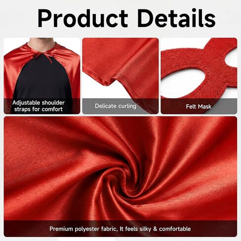 Adult Super Hero Cape and Mask, Halloween Costume Adult Cape Superhero Party Cape, Birthday Dress Up Party Gift in Kuwait